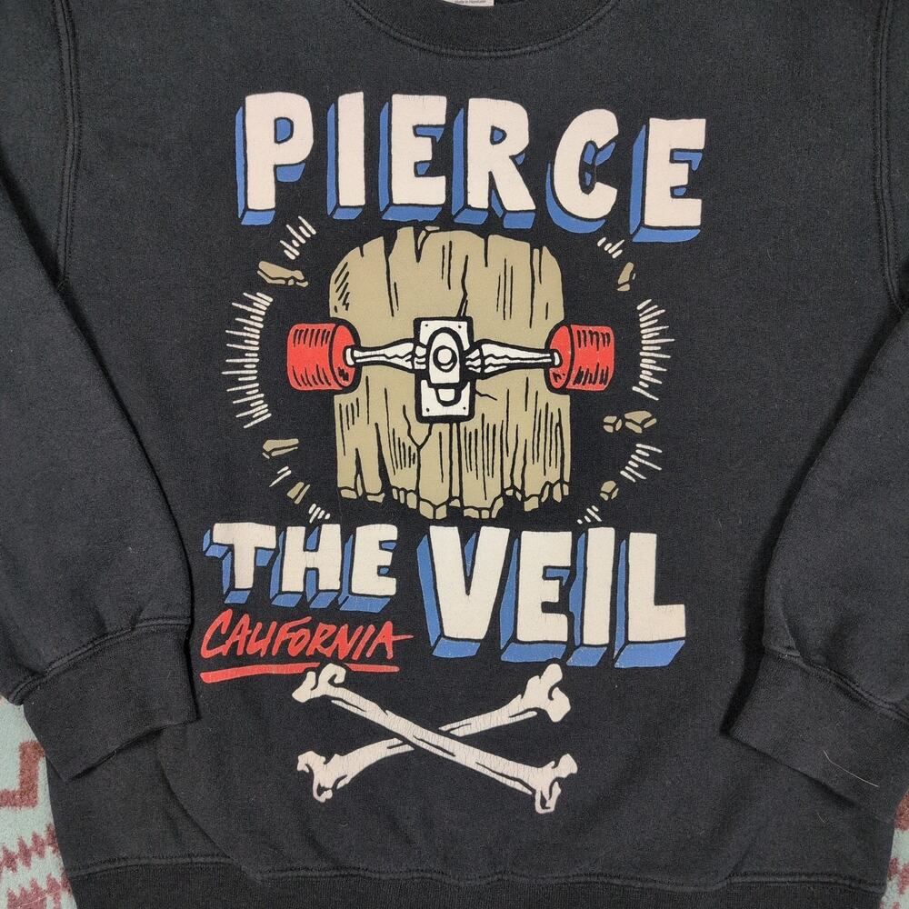 Pierce The Veil California Sweatshirt Men's Small Black Graphic Pop Punk Emo - Picture 3 of 8